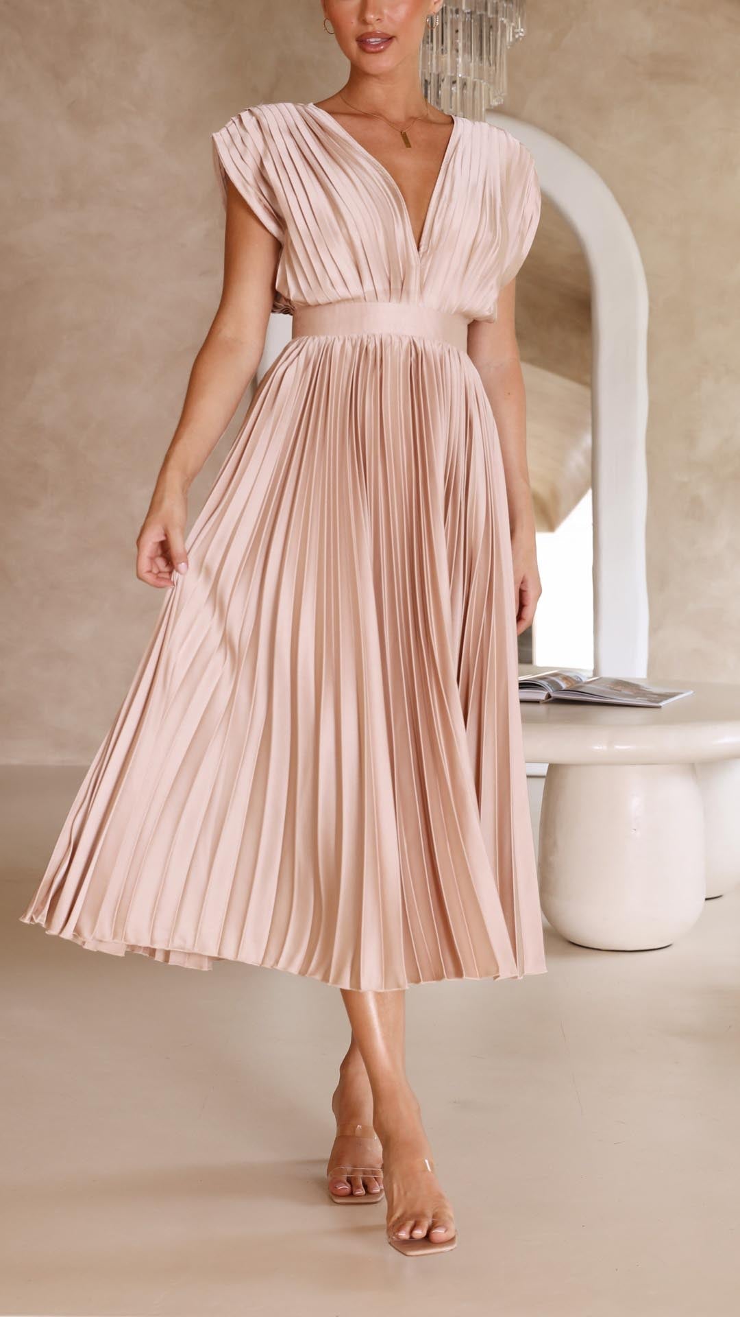 A-Linien-Midikleid für Damen mit V-Ausschnitt