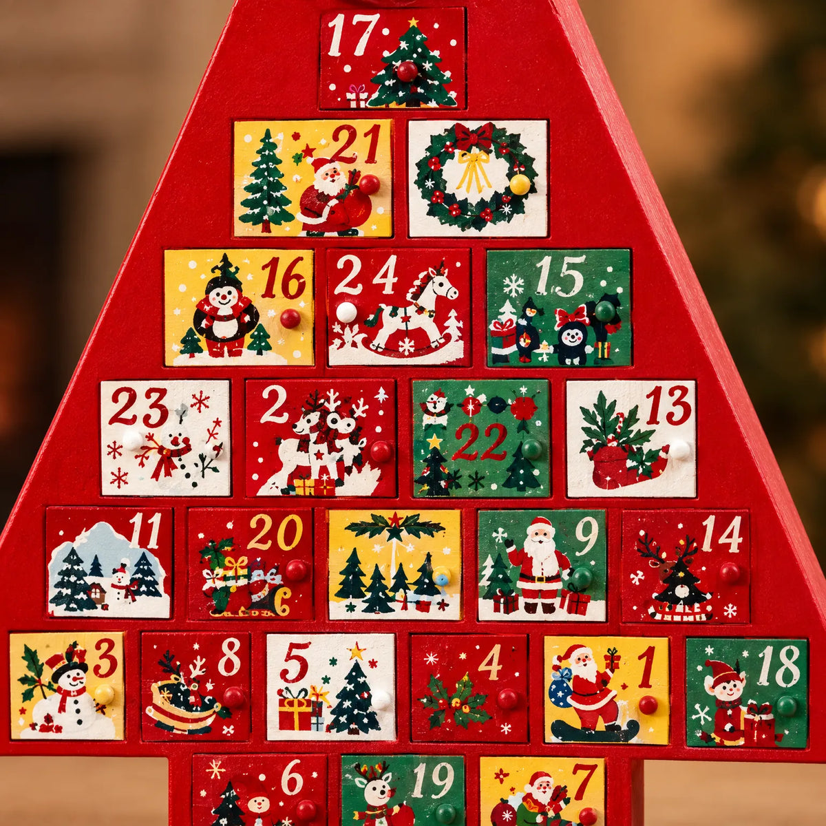 Adventskalender in Tannenbaumform zum Befüllen – freistehender Weihnachtsbaum mit 24 Schubladen, 41 cm hoch, wiederverwendbar