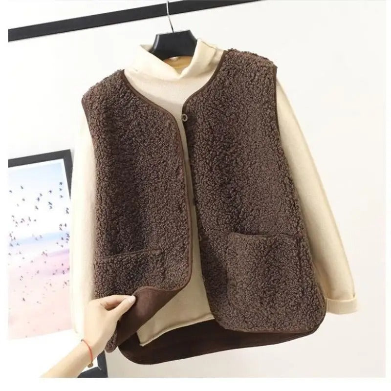 Ärmellose Strickweste mit Knopfleiste für Damen