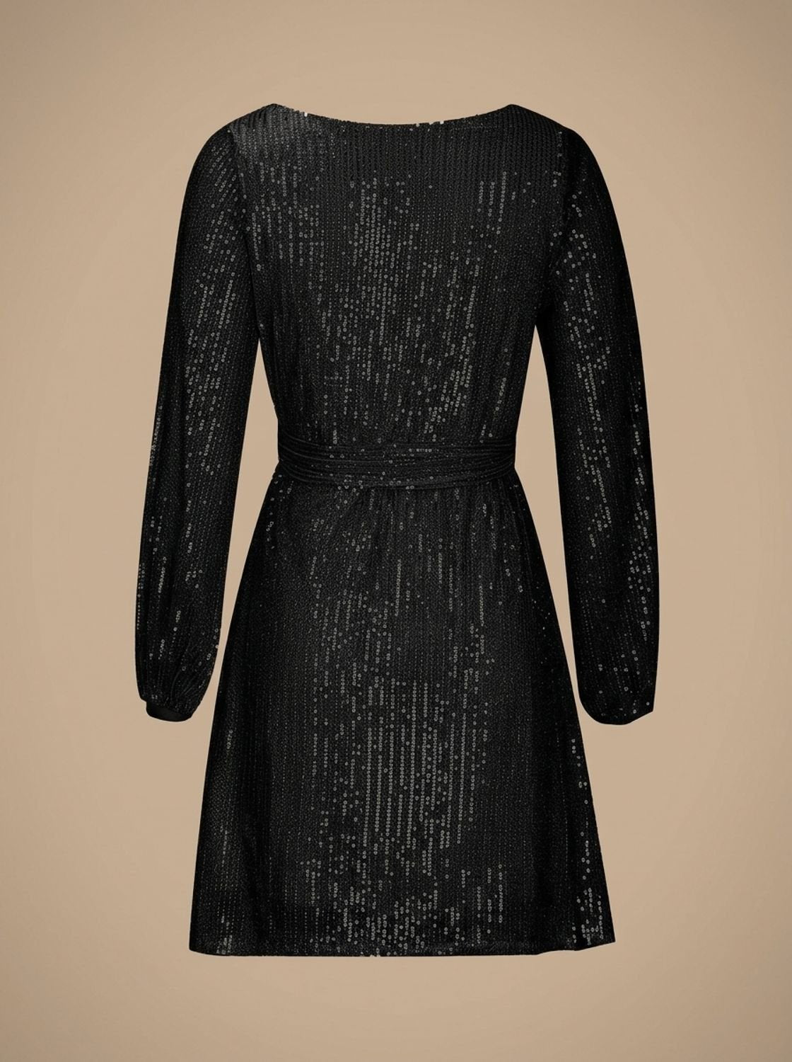 Asymmetrisches Pailletten-Minikleid für Damen mit drapiertem Ärmel für die Weihnachtsfeier