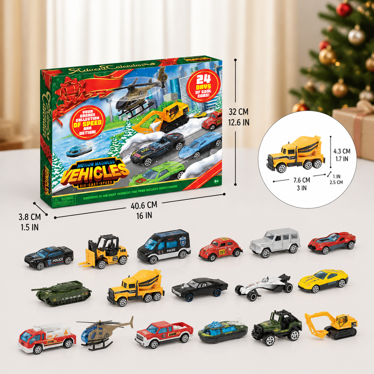 Auto-Adventskalender für Kinder – 24 Die-Cast-Spielzeugautos zu Weihnachten