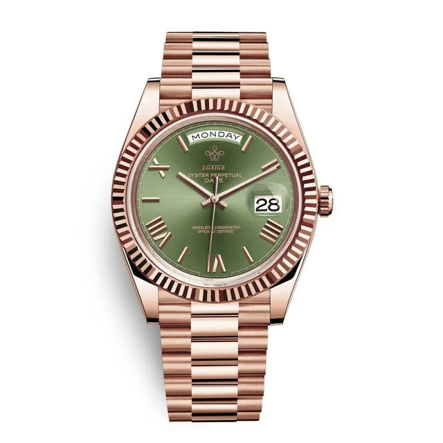 Automatische Herrenuhr mit Tages- und Datumsanzeige – Zeitlos und elegant