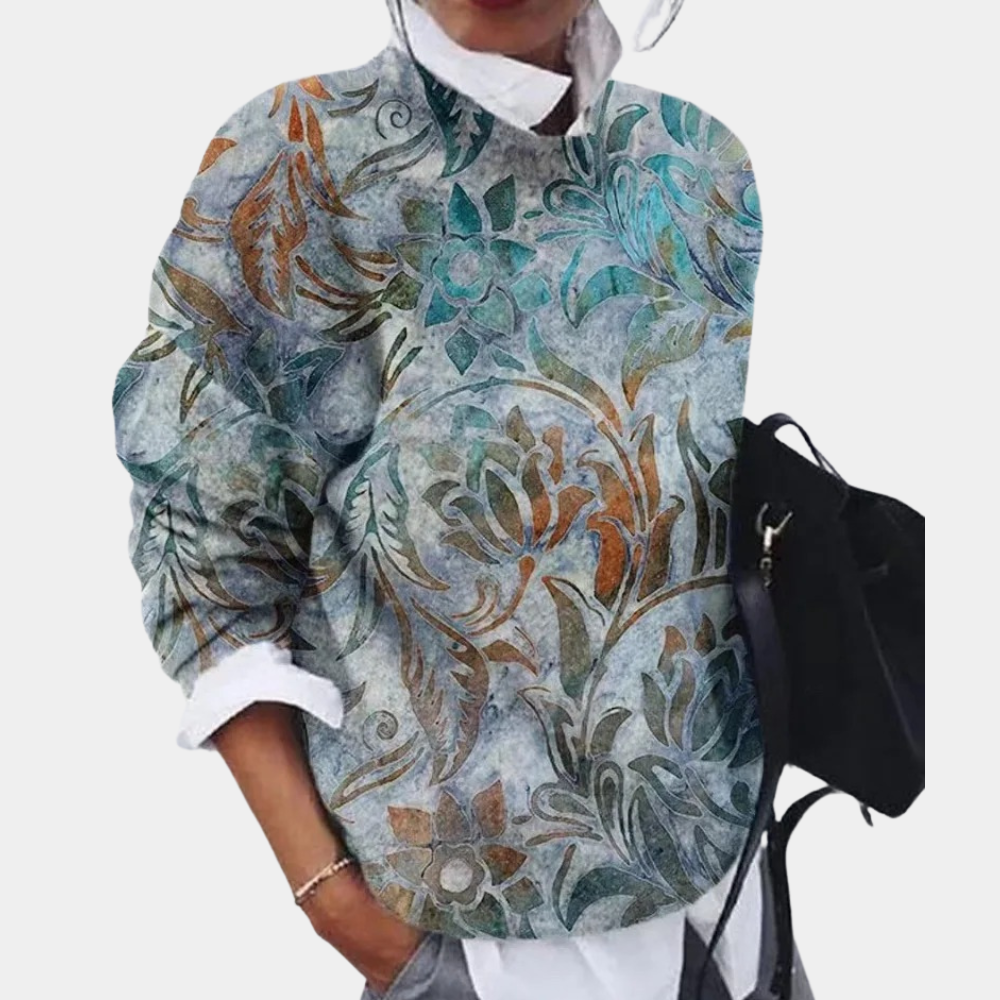 Bedruckter Damen-Pullover mit Rundhalsausschnitt