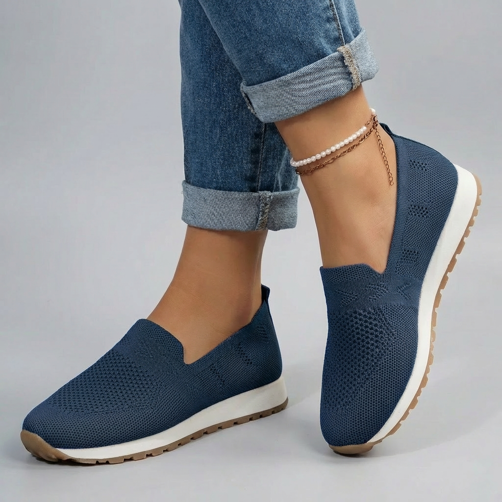 Bequeme Strick-Slip-On-Sneaker mit Fußgewölbeunterstützung