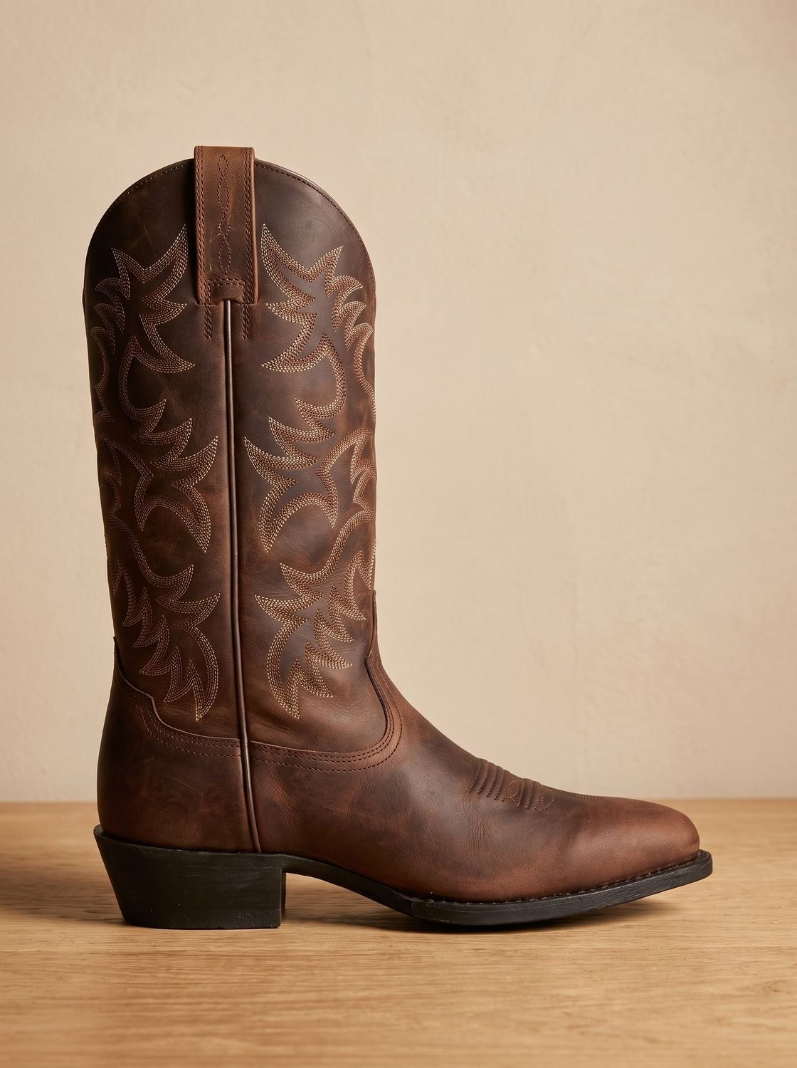 Bestickte halbhohe Damen-Cowboystiefel mit Blockabsatz