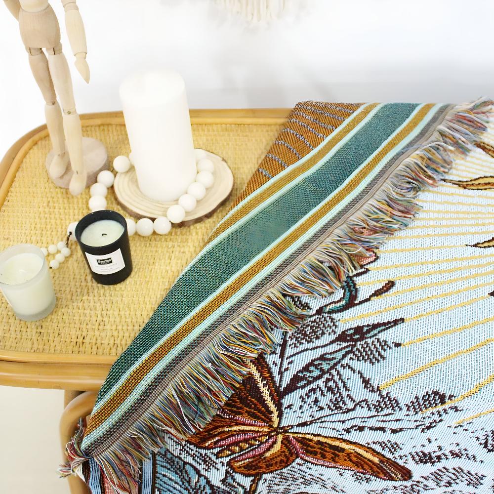 Boho-Wandteppich-Decke mit Sonnenmotiv