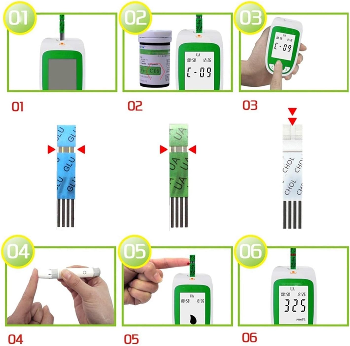 Cholesterin- und Blutzucker-Testgeräteset für zu Hause – multifunktionales Messgerät, kompakt und einfach anwendbar