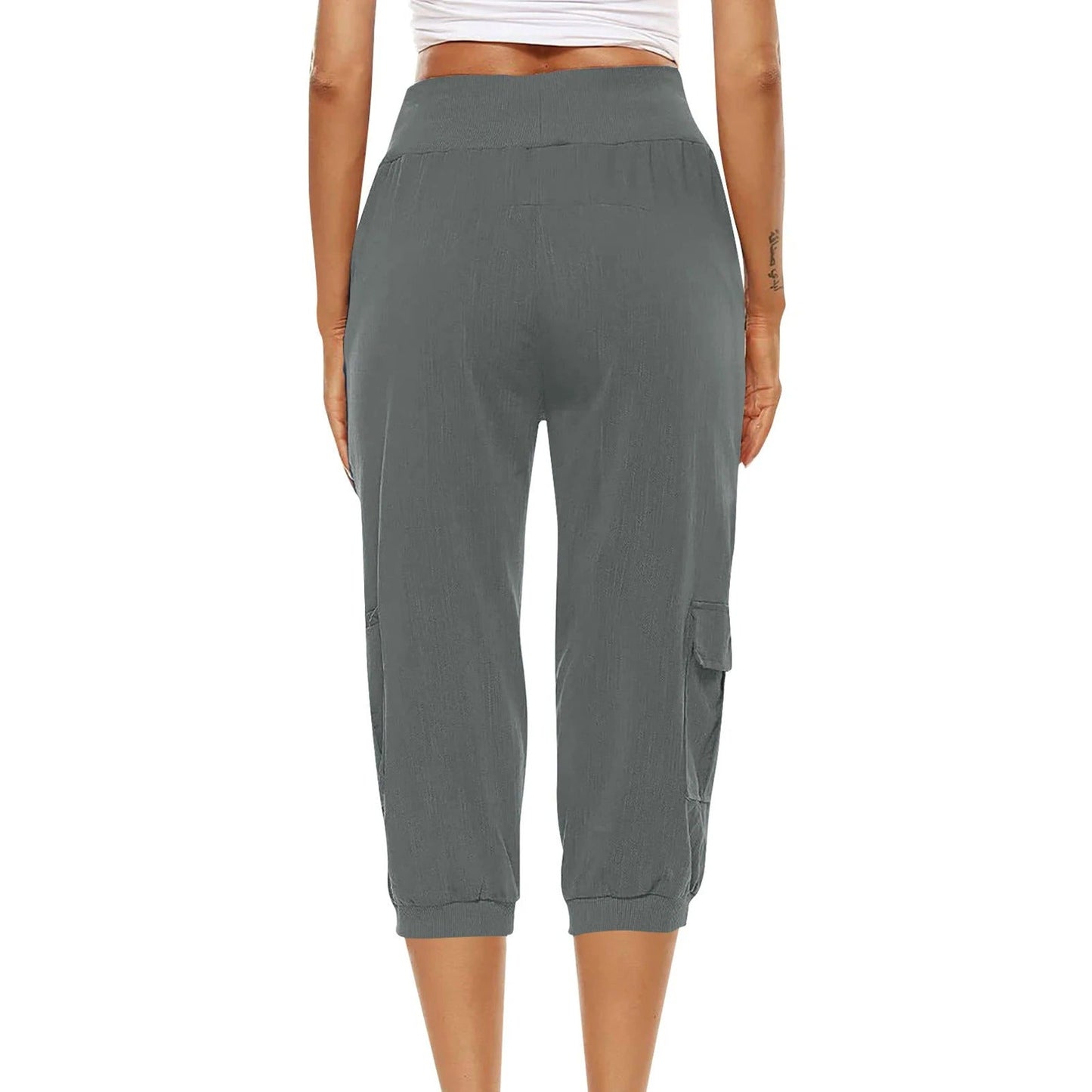 Cropped Damen-Hose mit elastischem Bund