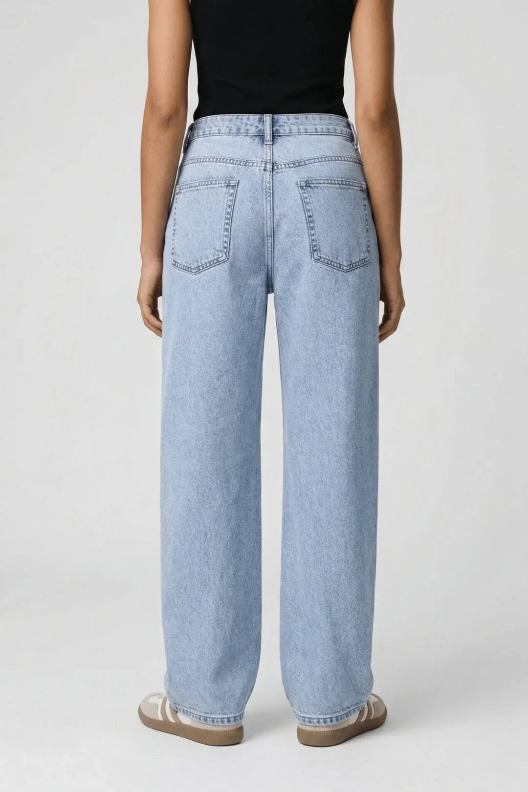 Damen-Baggy-Jeans in Hellblau mit High-Waist-Passform