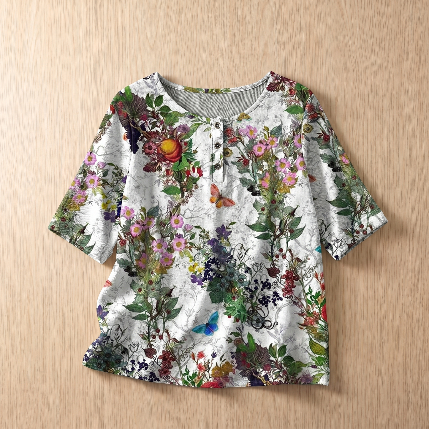 Damen-Bluse im Vintage-Stil mit Blumenmuster – Weiches, atmungsaktives Top mit lockerer Passform