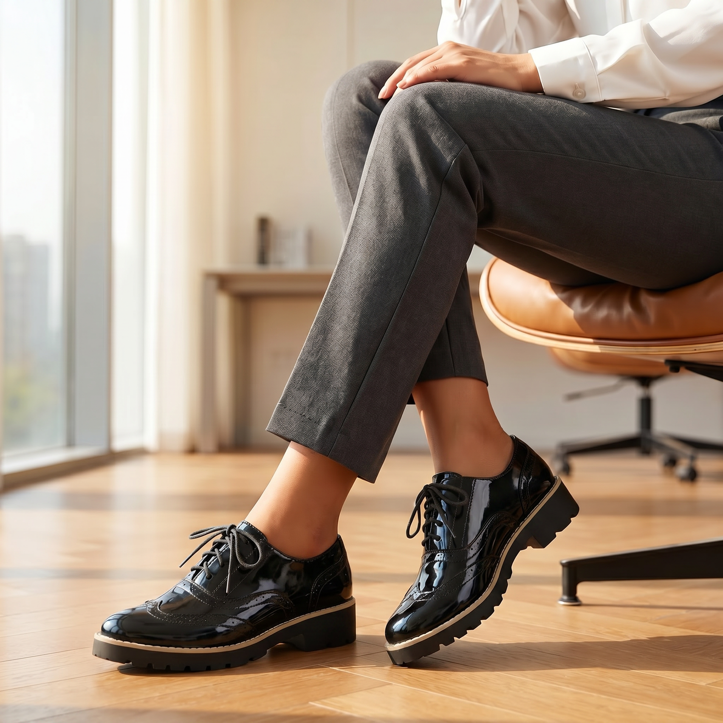 Damen-Brogues aus Lackleder | Oxford-Stil | Bequem für den ganzen Tag