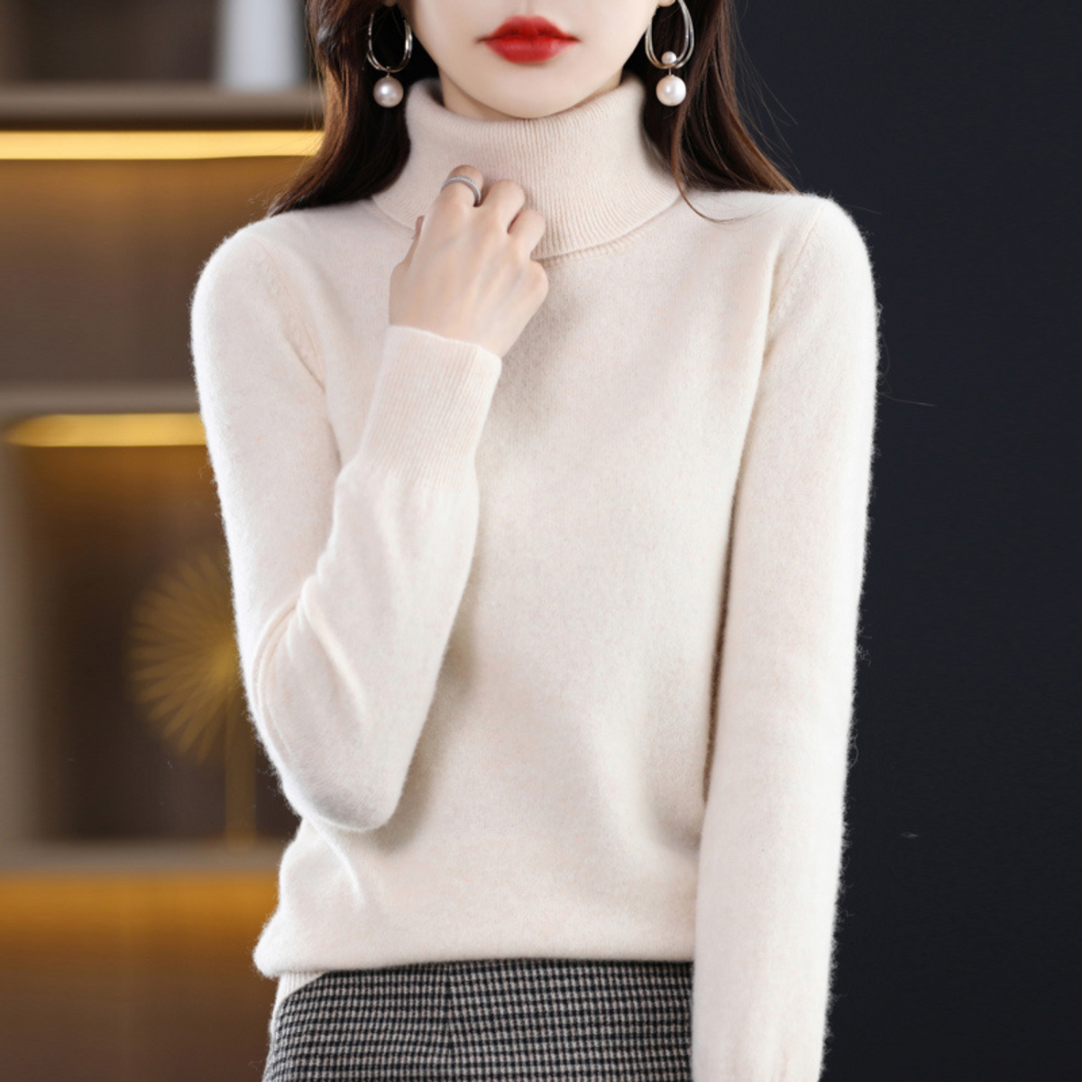 Damen-Kaschmir-Rollkragenpullover für den Winter