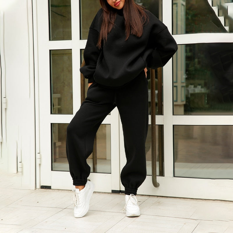 Damen-Loungewear-Set aus Hoodie und Jogginghose mit elastischem Bund