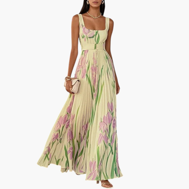 Damen-Maxikleid mit Blumenmuster und A-Linie