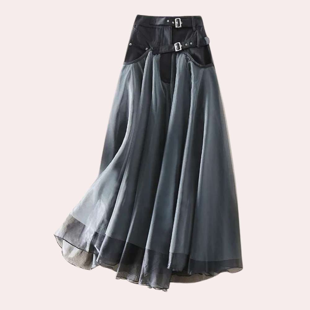 Damen-Maxirock mit hoher Taille und Schnallendetail