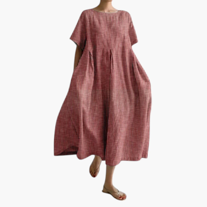 Damen-Midikleid mit kurzen Ärmeln und seitlichen Taschen