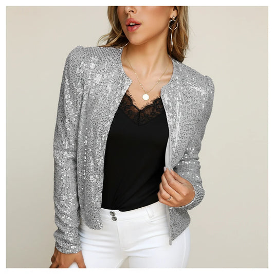 Damen-Pailletten-Abendjacke