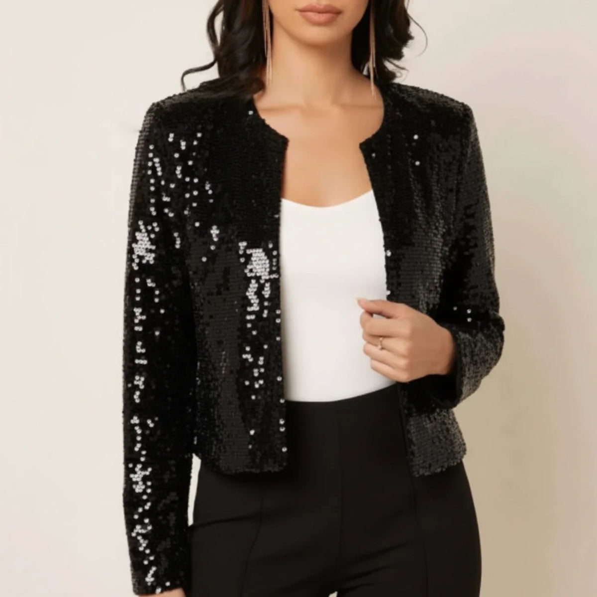 Damen-Pailletten-Abendjacke