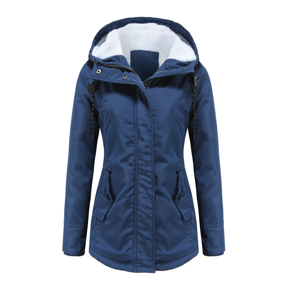 Damen-Parkajacke mit Kapuze und Fleecefutter