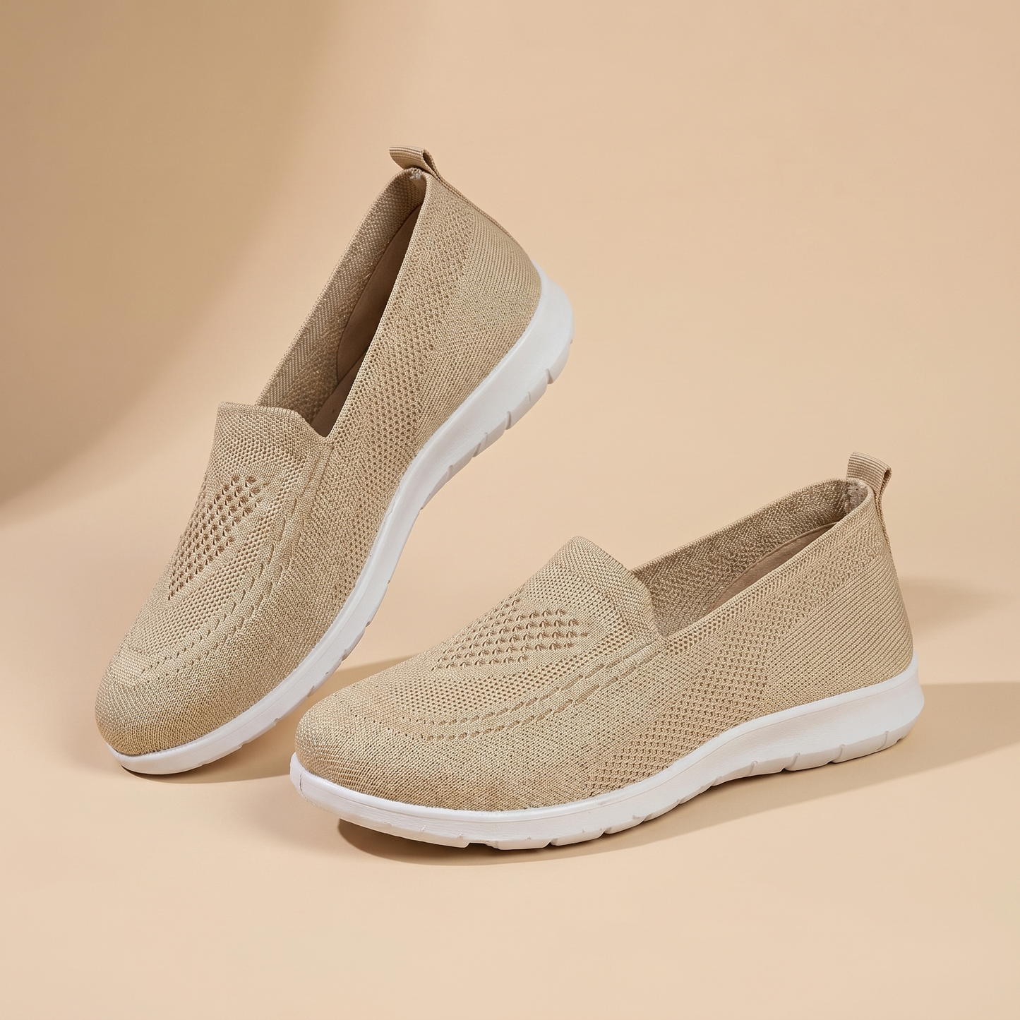 Damen-Slip-On-Sneaker aus Strick | Atmungsaktive, gedämpfte Wanderschuhe