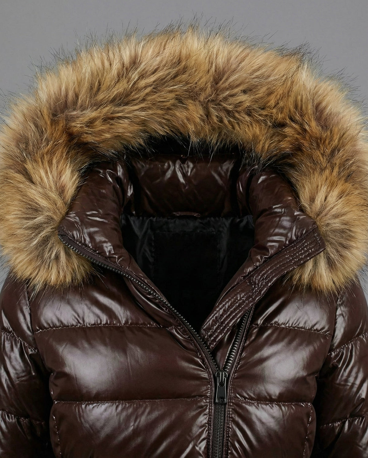 Damen-Steppjacke mit Kunstfellkragen