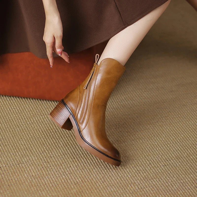 Damen-Stiefeletten mit Blockabsatz