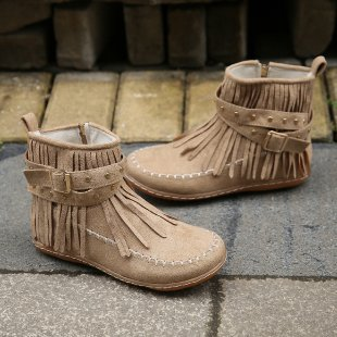 Damen-Stiefeletten mit Fransen und Schnalle
