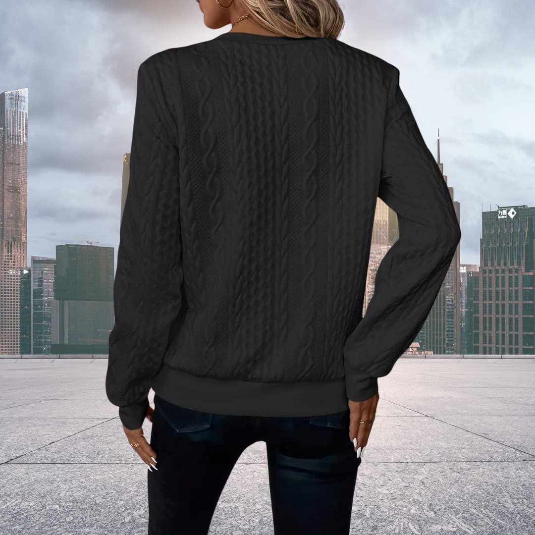 Damen-Strickpullover mit Zopfmuster und Reißverschluss