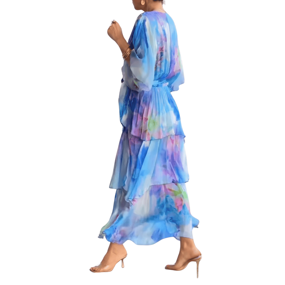 Damen-Wickel-Midikleid mit V-Ausschnitt