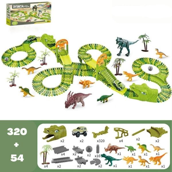 Dinosaurier-Spielzeug-Set – 360°-Abenteuer-Rennbahn mit Licht und Sound