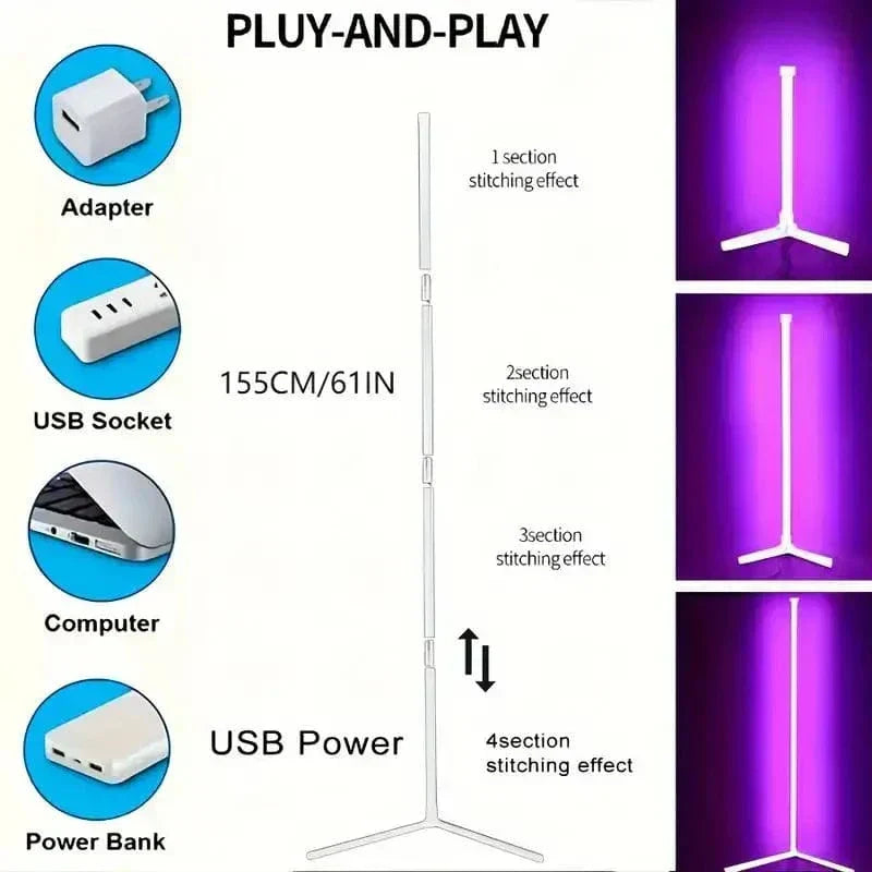 Elegante RGB-Ecklampe mit Fernbedienung – Moderne Beleuchtung