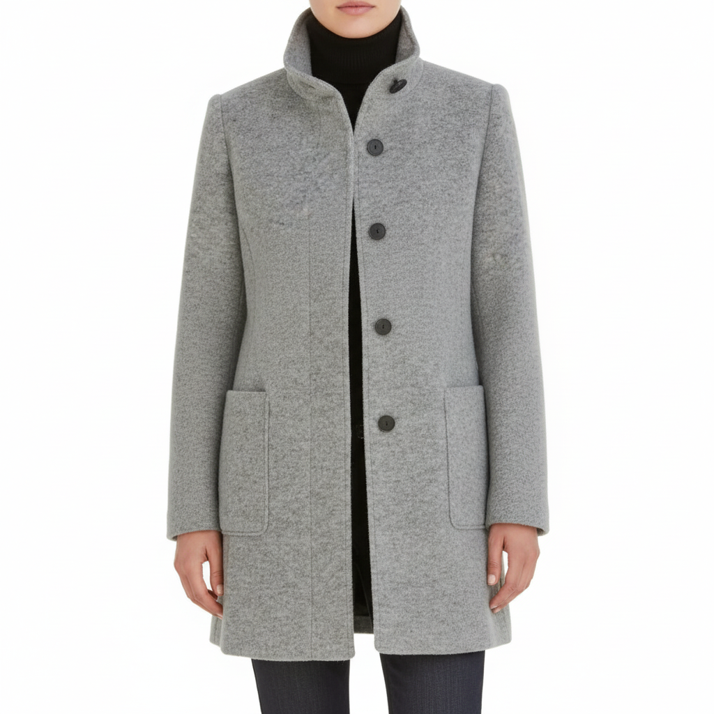 Eleganter Damen-Wollmantel für den Winter mit Knopfverschluss