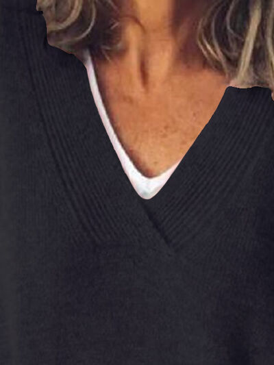 Eleganter Oversize-Strickpullover mit V-Ausschnitt für Damen