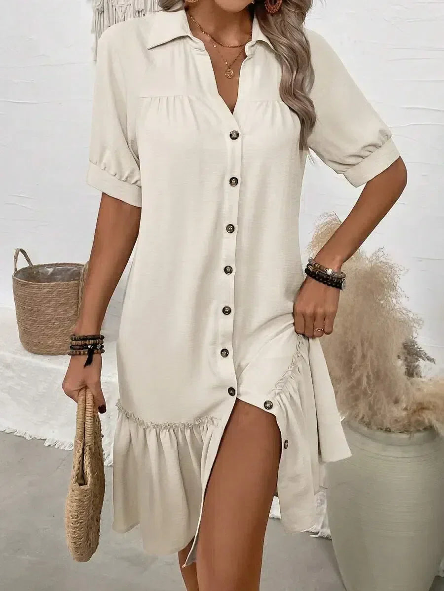 Elegantes Hemdblusenkleid mit Volant-Saum für jeden Anlass