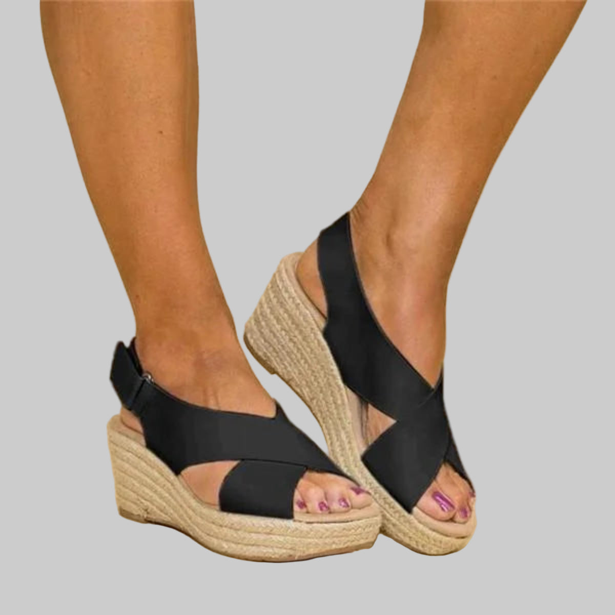 Espadrilles mit Keilabsatz und Überkreuzriemen für Damen
