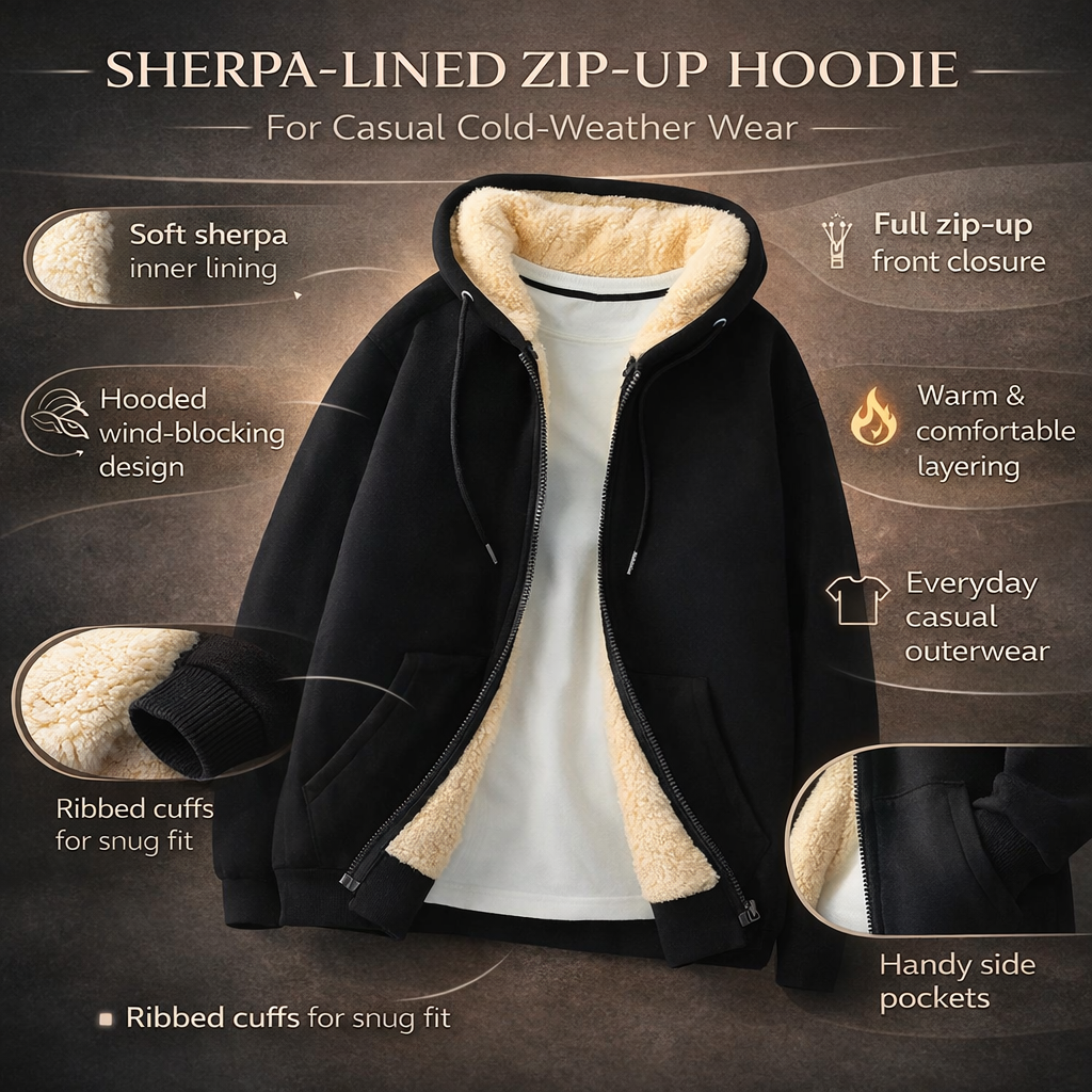 Gefütterte Sweatjacke mit Kapuze und Reißverschluss im Regular Fit – schmale Silhouette