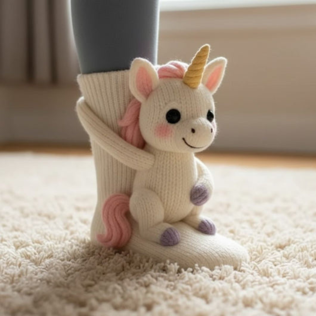 Gemütliche Tier-Hütten-Socken mit Umarmungs-Motiv – Warme, niedliche Motivsocken, Unisex