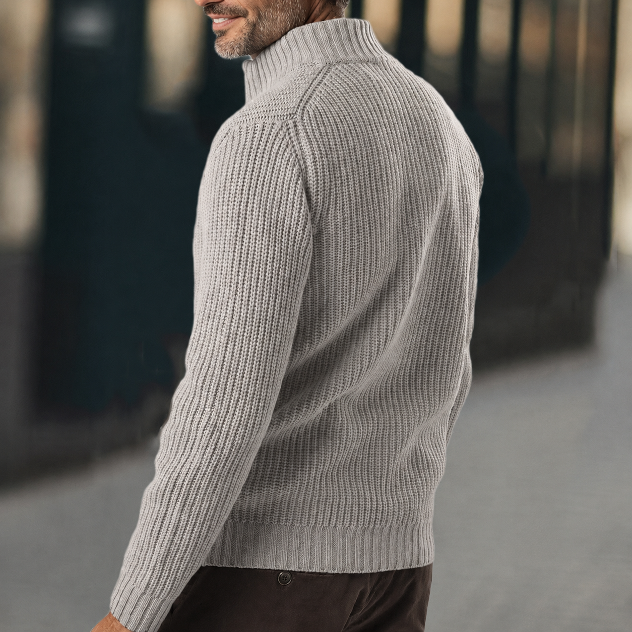 Gerippte Strickjacke für Herren mit Reißverschluss