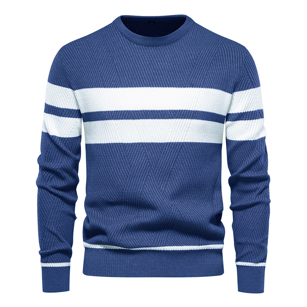 Gestreifter Herren-Strickpullover mit Rundhalsausschnitt