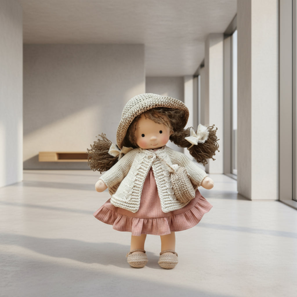 Handgefertigte Waldorf-Puppe aus Baumwolle für kreatives Spielen