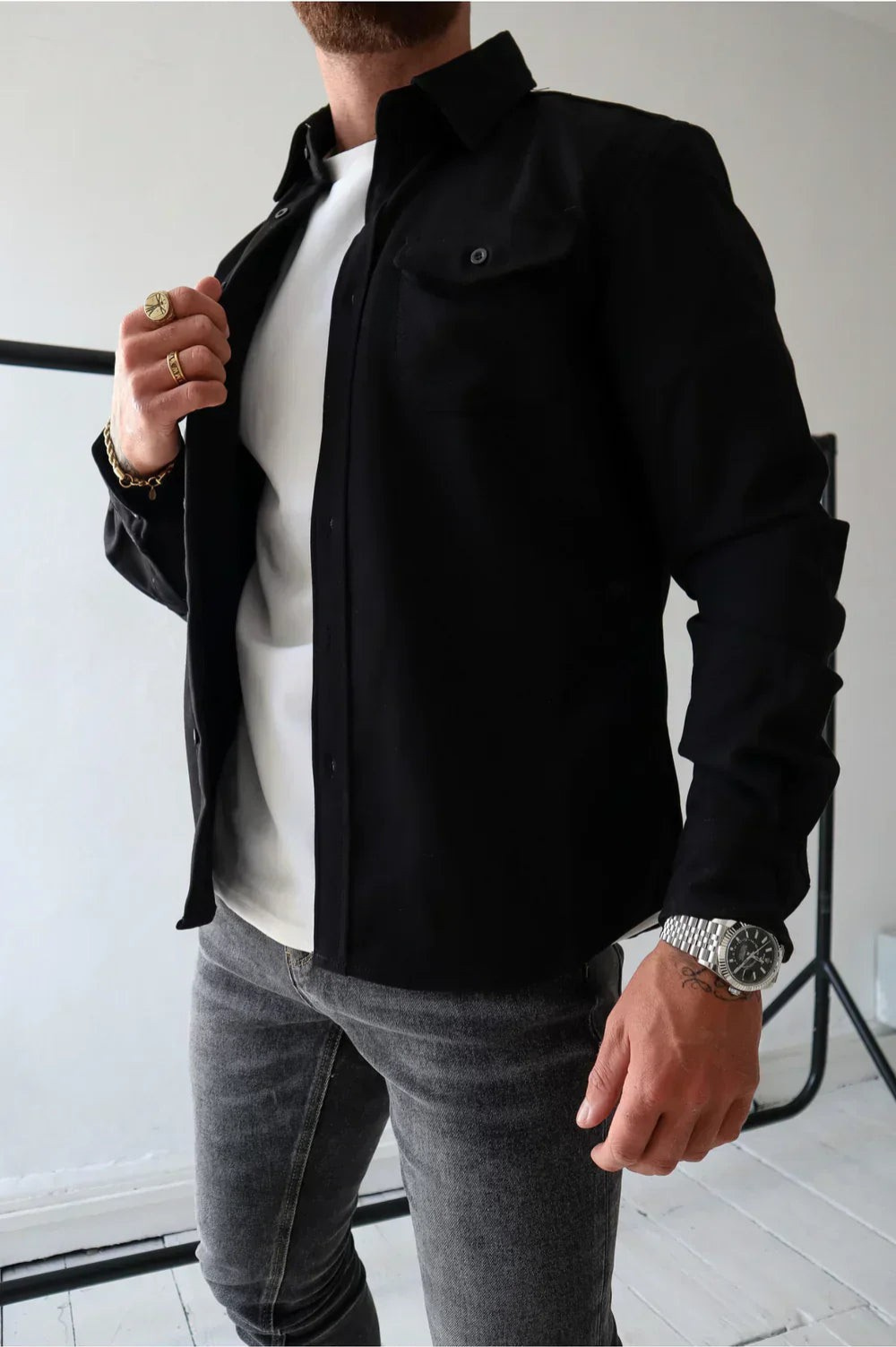 Hemdjacke für Herren – Overshirt zum Knöpfen