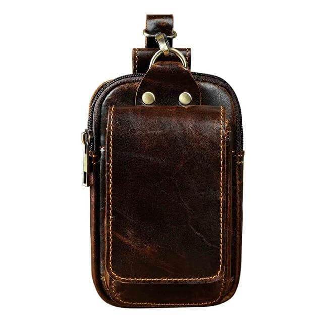 Herren-Gürteltasche aus echtem Leder mit Haken