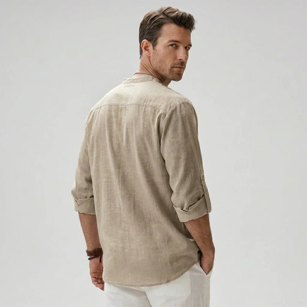 Herren-Henley-Hemd mit Knopfleiste am Kragen