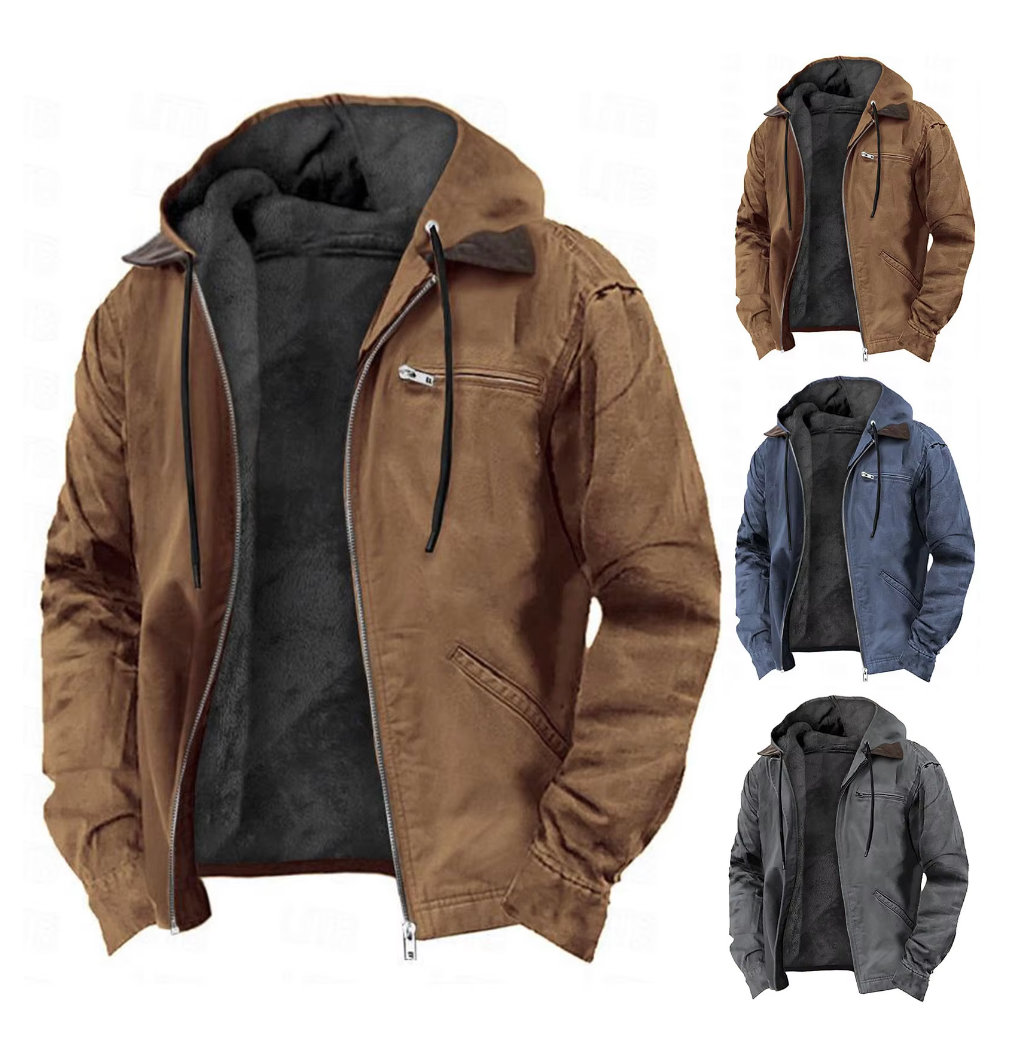 Herren-Jacke mit Kapuze und durchgehendem Reißverschluss
