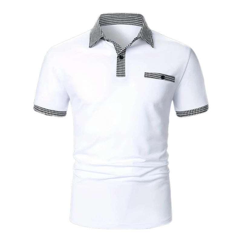 Herren-Kurzarm-Poloshirt mit Hahnentrittmuster