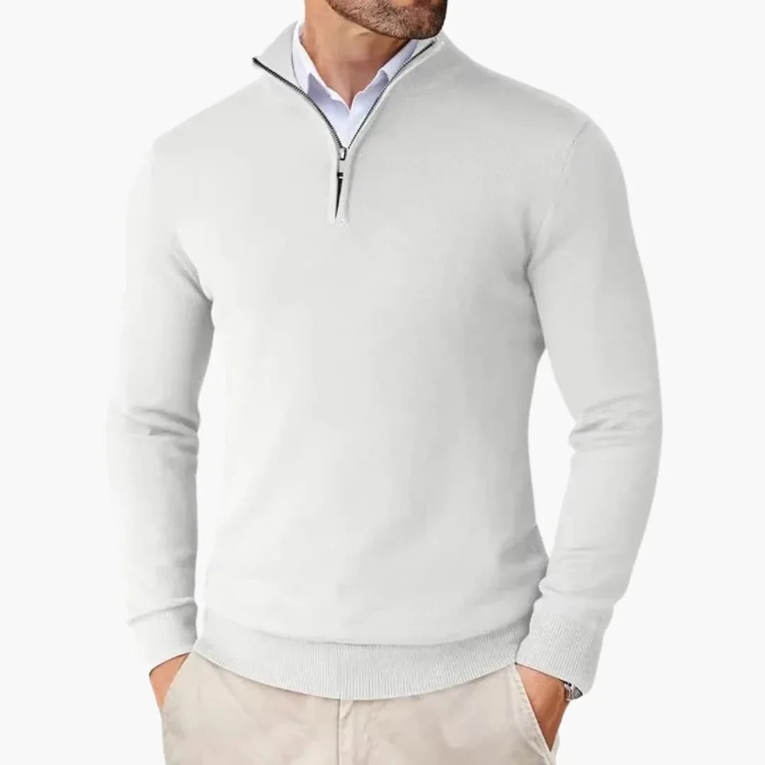 Herren-Pullover mit Quarter-Zip und langen Ärmeln