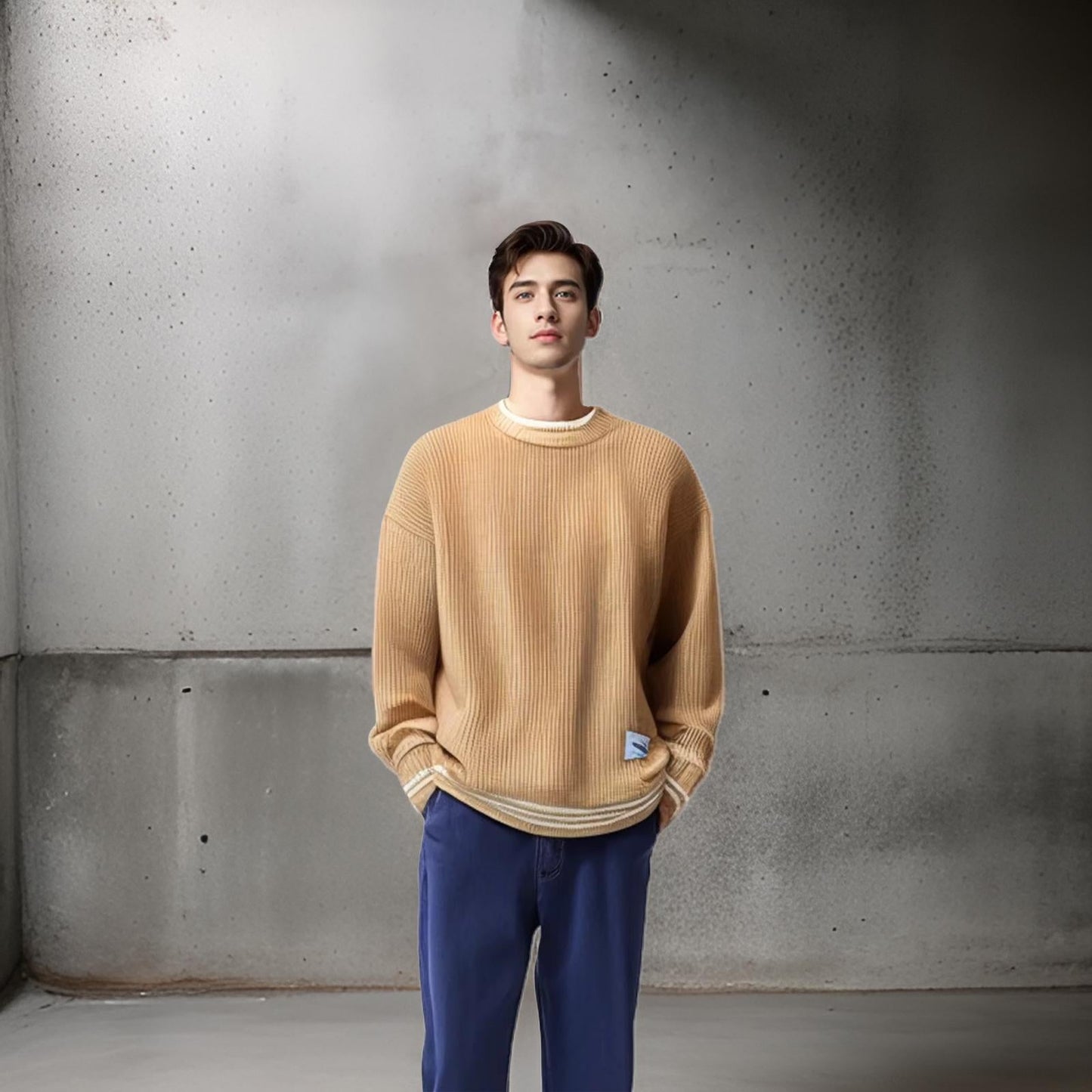 Herren-Pullover mit Rundhalsausschnitt
