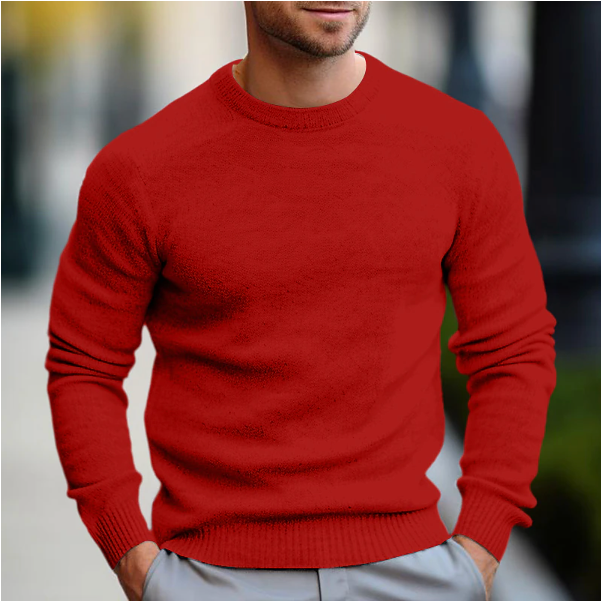 Herren-Pullover mit Rundhalsausschnitt – Langarm