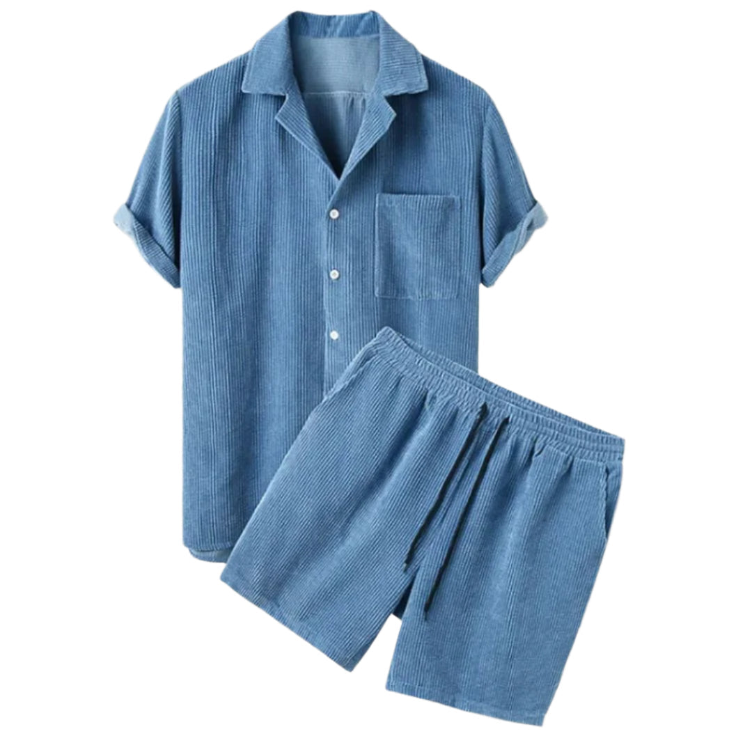 Herren-Set aus Cordhemd und Shorts