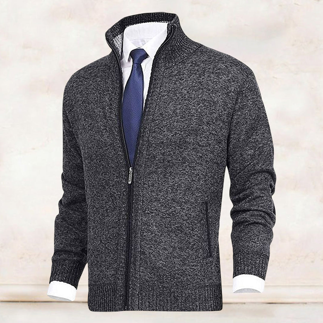 Herren-Strickjacke mit durchgehendem Reißverschluss